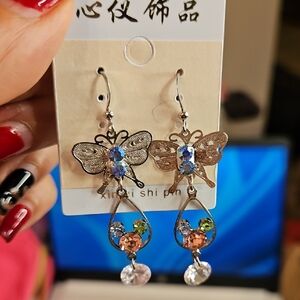 Butterfly Crystal Drop Earrings